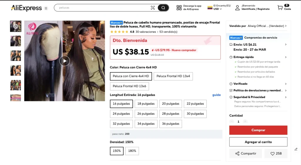 mejores pelucas para comprar en aliexpress en 2026