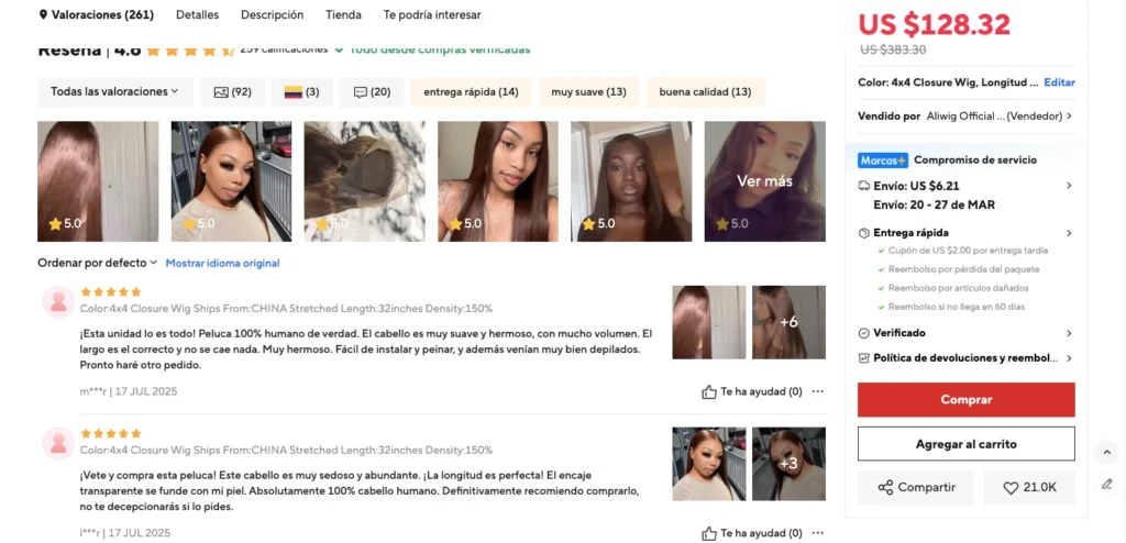 comprar peluca barata en aliexpress