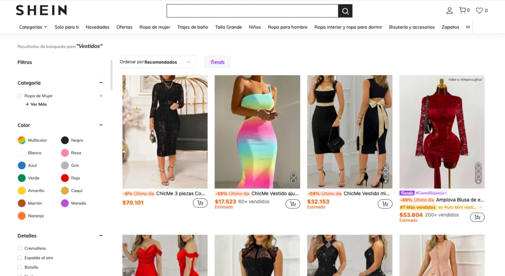 comprar vestido en shein