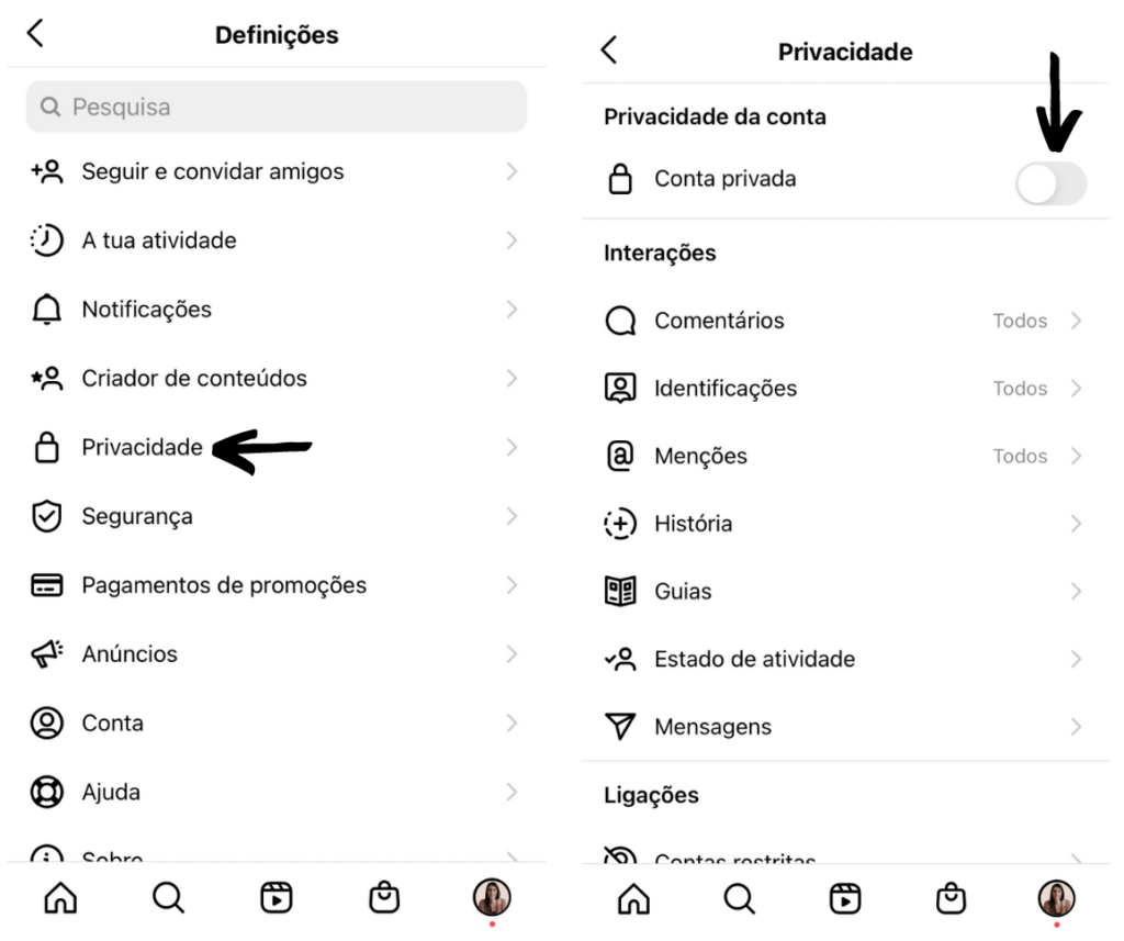 pasar perfil privado a publico en instagram